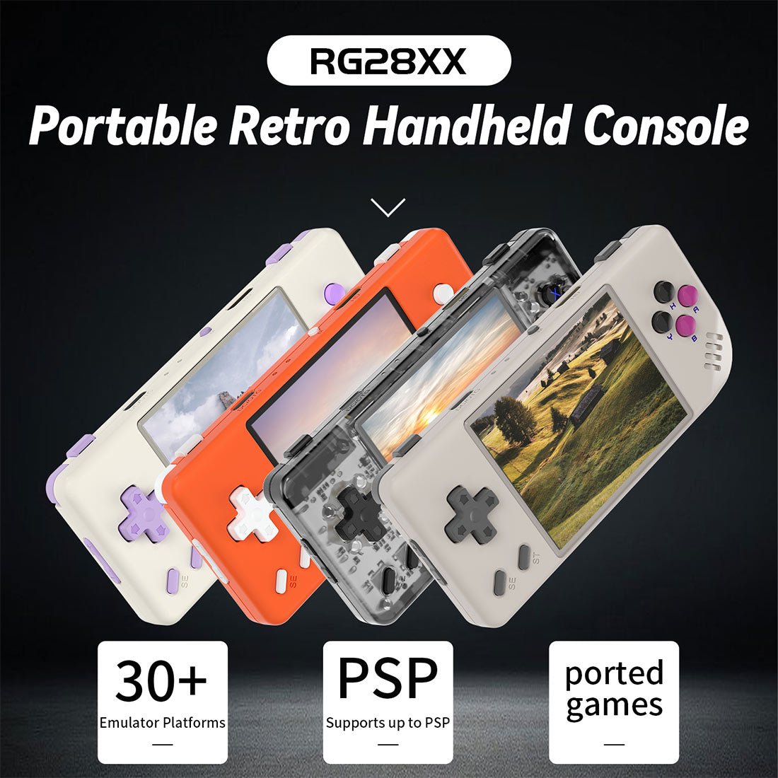 Space-saving Pocket Linux 2.8" IPS HDMI 30 Emulators 3100mAh 122g 4 Colors Portable Gaming – Anbernic RG28XX Retro Handheld Game Console