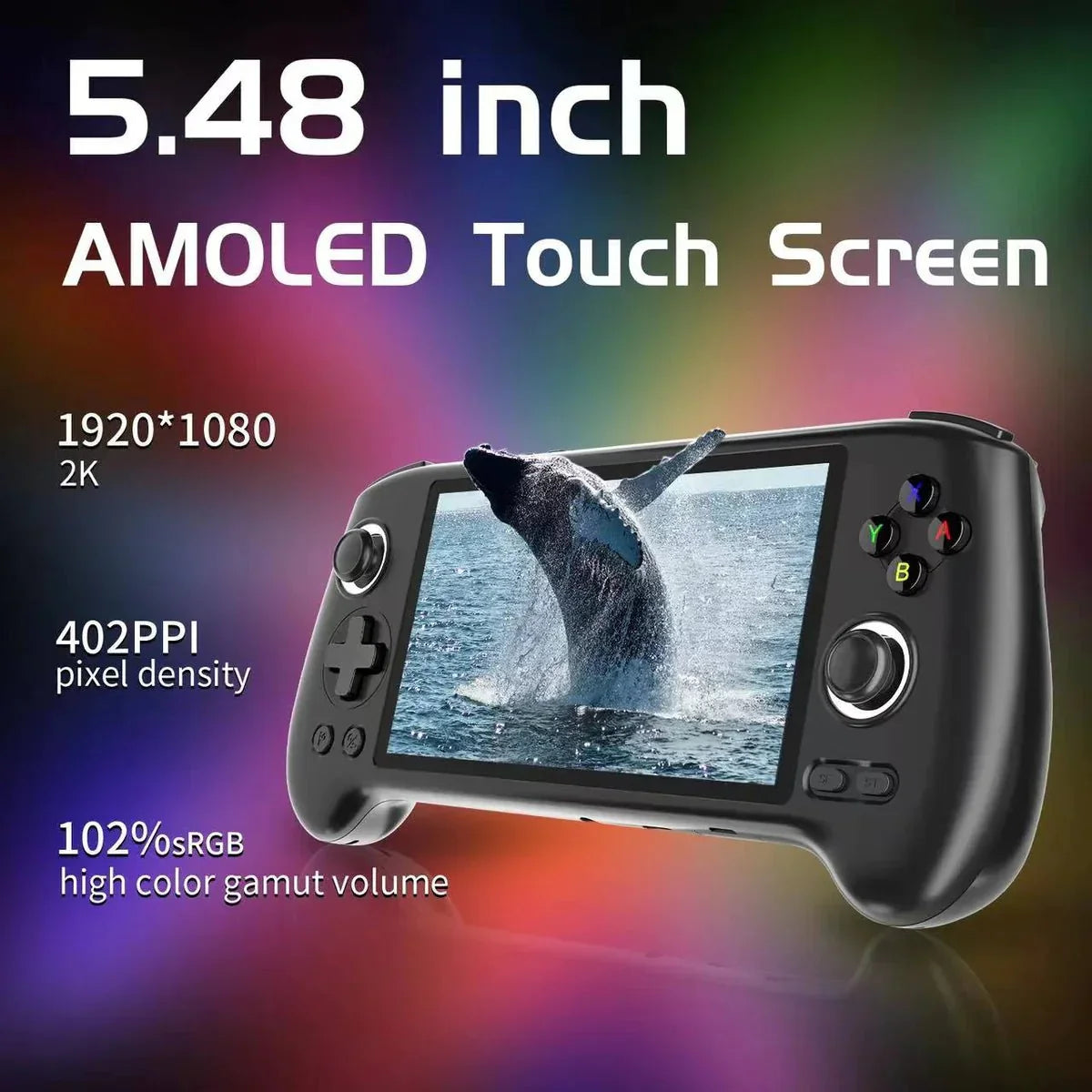 Anbernic RG556 Android 13 AMOLED Retro Handheld Game Console 5.48-Inch 1080p Hall Joystick Active Cooling HDMI 8GB RAM 30+ Emulators PS2 GameCube Upgraded Gaming Gift
