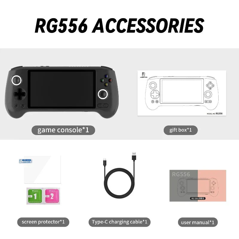 Anbernic RG556 Android 13 AMOLED Retro Handheld Game Console 5.48-Inch 1080p Hall Joystick Active Cooling HDMI 8GB RAM 30+ Emulators PS2 GameCube Upgraded Gaming Gift