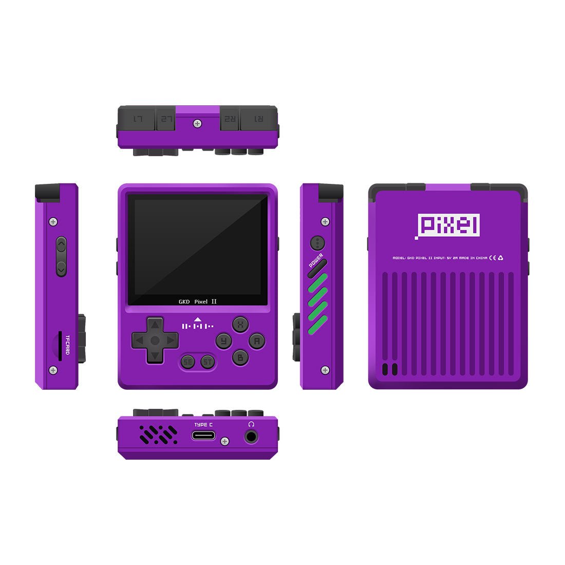 GKD Pixel 2 CNC Aluminum Retro Handheld Game Console 2.4-Inch IPS Full-Lamination OTG Vibration Feedback 64GB Preloaded Games Upgraded Metal Pocket Gaming Gift