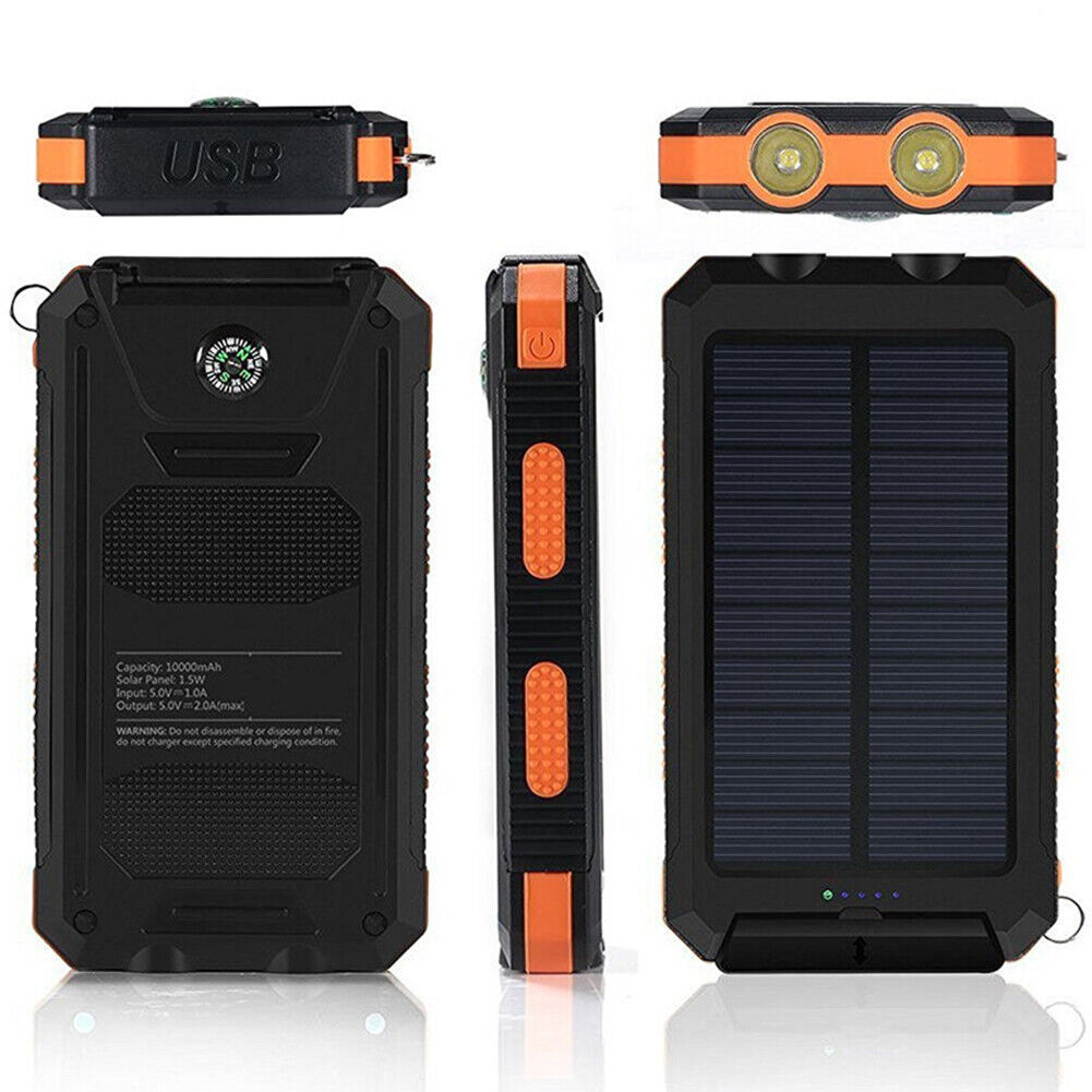 Solar Power Bank 10000mAh Waterproof Travel-friendly Charger with LED Light - product image 3