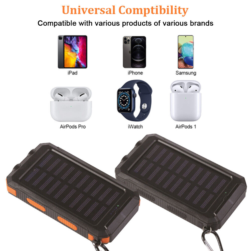Solar Power Bank 10000mAh Waterproof Travel-friendly Charger with LED Light - product image 6