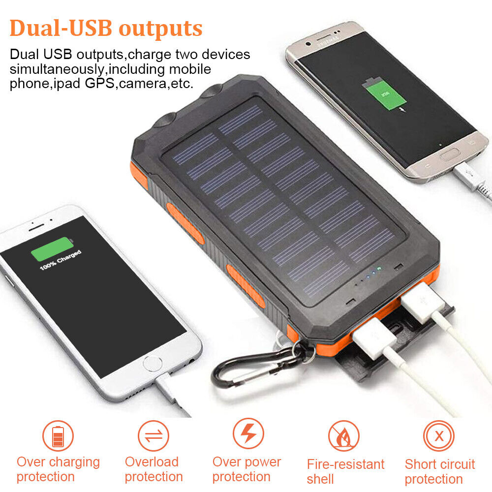 Solar Power Bank 10000mAh Waterproof Travel-friendly Charger with LED Light - product image 7