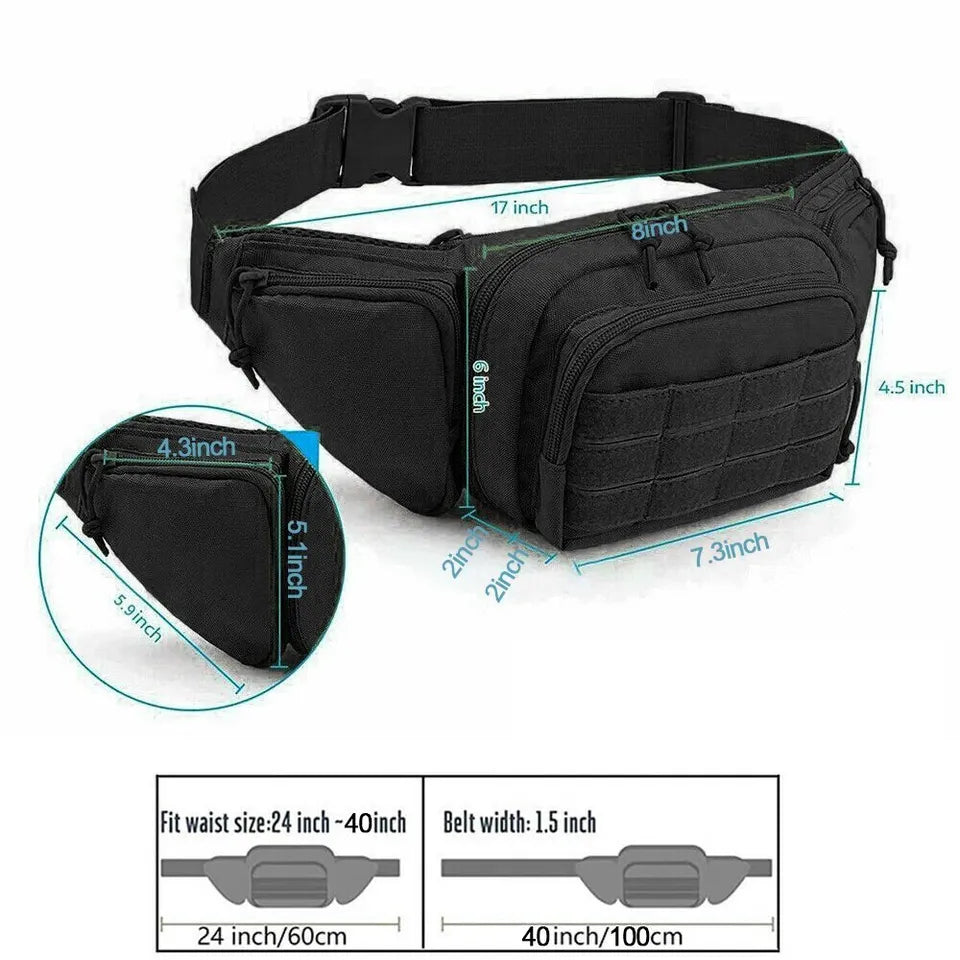 Tactical Pistol Waist Pack Holster Bag with MOLLE System | Concealed Carry Fanny Pack