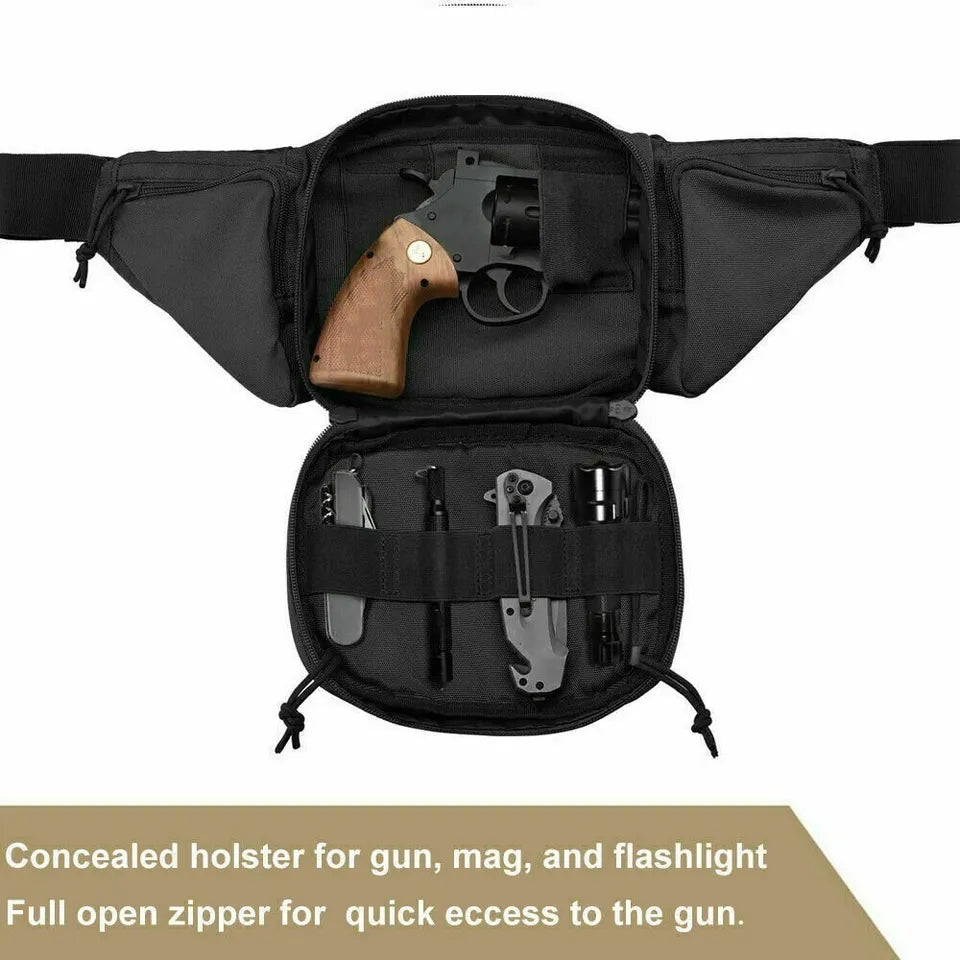 Tactical Pistol Waist Pack Holster Bag with MOLLE System | Concealed Carry Fanny Pack