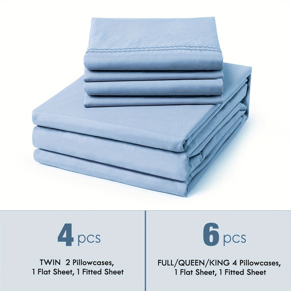 Bed Sheet Set Deep Pocket Soft Microfiber - Fitted Sheet Flat Sheet & Pillowcases Twin Full Queen King - Cooling Breathable Fade Resistant Sheets for Daily Use Dorms Guest Rooms - product image 43