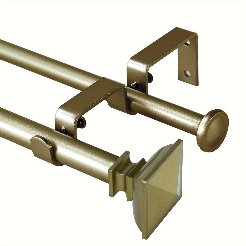 Double Curtain Rod Set with Square Urn Finials Adjustable Double Drapery Rod 5 Finishes 2 Sizes Window Curtain Hardware Easy Install - product image 16