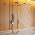 High Pressure Rainfall Shower Head Handheld Combo 4-Spray Modes 10 12 Inch Adjustable Extension Arm 78-Inch Hose Adhesive Holder Wall Mount Chrome Black Bathroom - product image 18