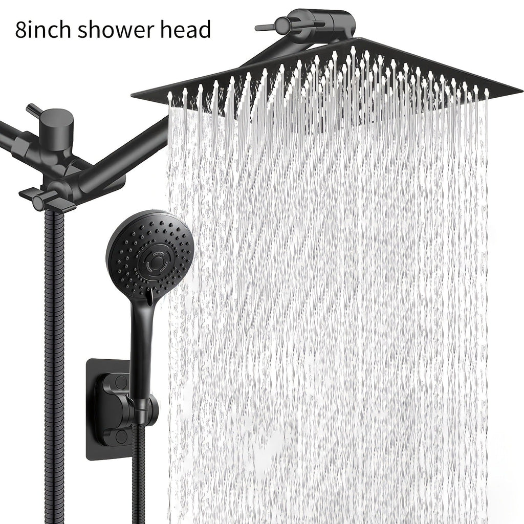 Rain Shower Head with Handheld Spray Combo 8 10 12 Inch High Pressure Rainfall Showerhead Adjustable Arm Wall Mount Chrome Black Bathroom - product image 17
