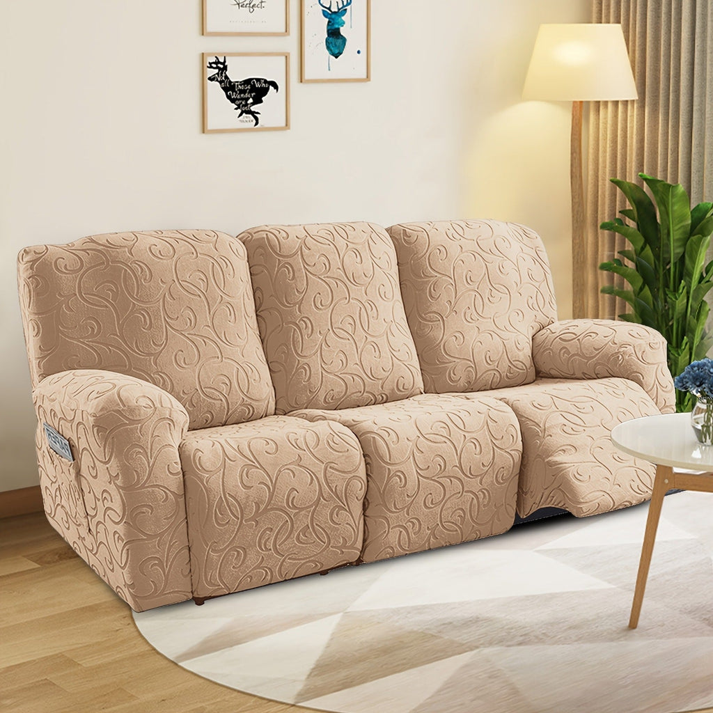 Chenille Recliner Sofa Cover 3 Seater High Stretch Thickened Hooked Fabric - Machine Washable Wear Resistant Couch Slipcover | Sand Color Light Grey Chocolate | Living Room Bedroom - product image 21