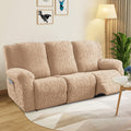 Chenille Recliner Sofa Cover 3 Seater High Stretch Thickened Hooked Fabric - Machine Washable Wear Resistant Couch Slipcover | Sand Color Light Grey Chocolate | Living Room Bedroom - product image 21