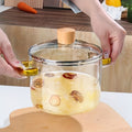 Borosilicate Glass Pot with Lid 50oz Stovetop & Microwave Safe – Double Heat-Resistant Handles for Soup, Milk & Porridge | Transparent Glass Saucepan Kitchen Cooker with Yellow or  - product image 13