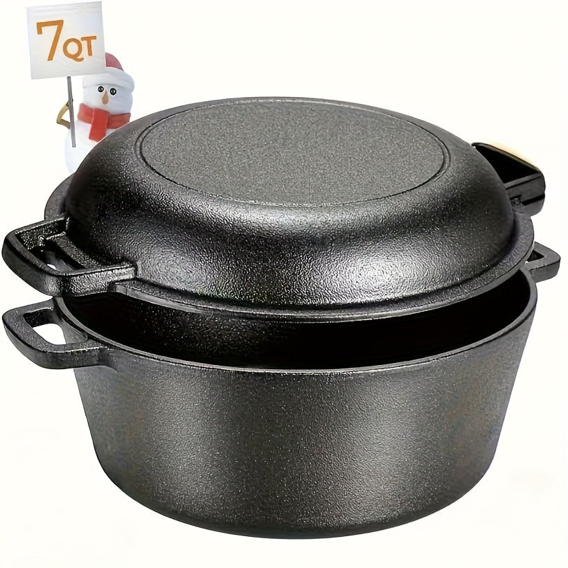 Cast Iron Dutch Oven Set 5.1QT & 7QT with Skillet Lid – Pre-Seasoned 2-in-1 Cookware for Stovetop, Induction, Oven, Campfire & BBQ, Sourdough Bread Baking, Frying, Camping - product image 23