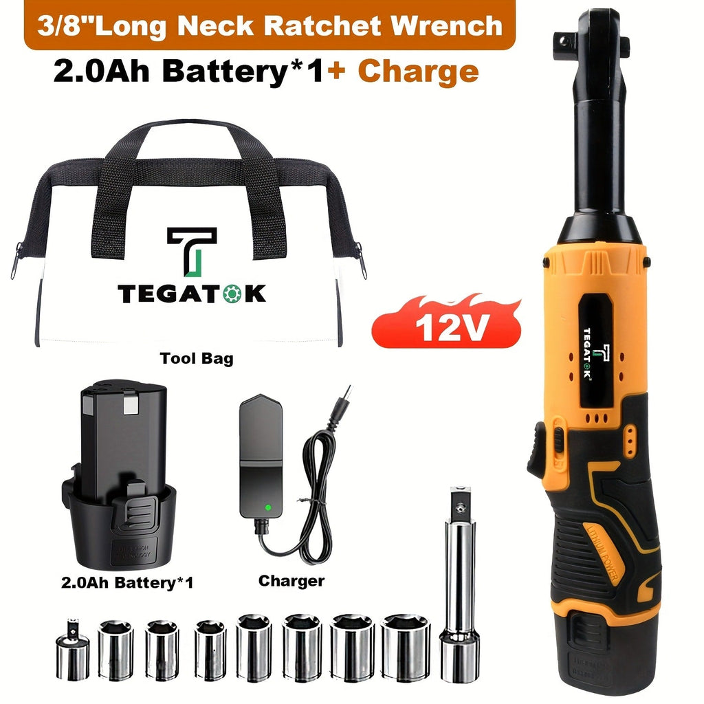 12V Cordless Ratchet Wrench Set 3/8" Drive | 40 Ft-lbs Torque, Variable Speed Trigger, Lithium-Ion Battery, 7 Sockets Included - product image 20