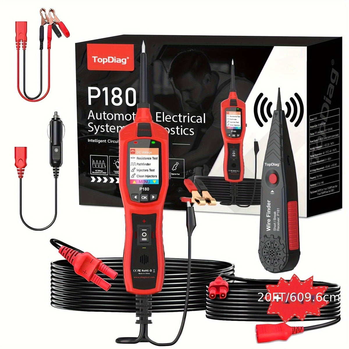 Automotive Circuit Tester P180 Multimeter | Breakpoint Localization Battery Diagnosis AC DC Voltage Fuel Injector Tester 6-30V | Car Electrical System Diagnostic Tool with TFT Colo - product image 11