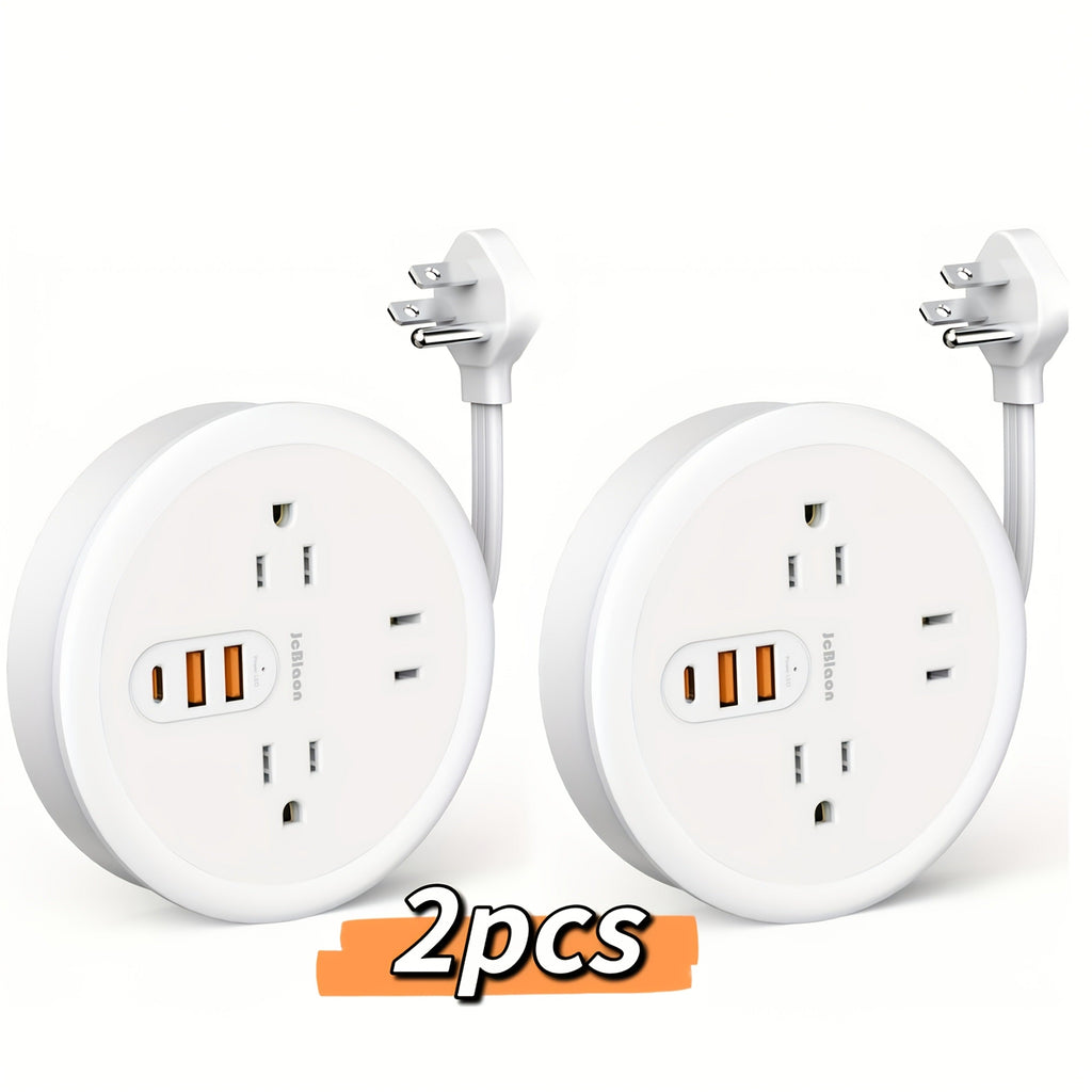 Travel Power Strip Retractable 4ft Flat Plug Extension Cord 3 Outlets 3 USB Ports 2 USB-C Compact Charging Station for Dorm Office Home Desk Travel - product image 10