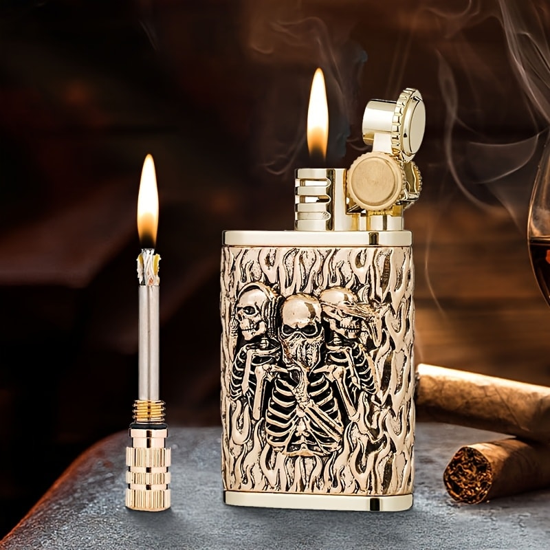 Kerosene Lighter 2-in-1 Permanent Match Flint Wheel Refillable – Golden Windproof Pocket Lighter with Built-In Match Strike, Unique Gift for Men, Father’s Day & Outdoor Use - product image 13