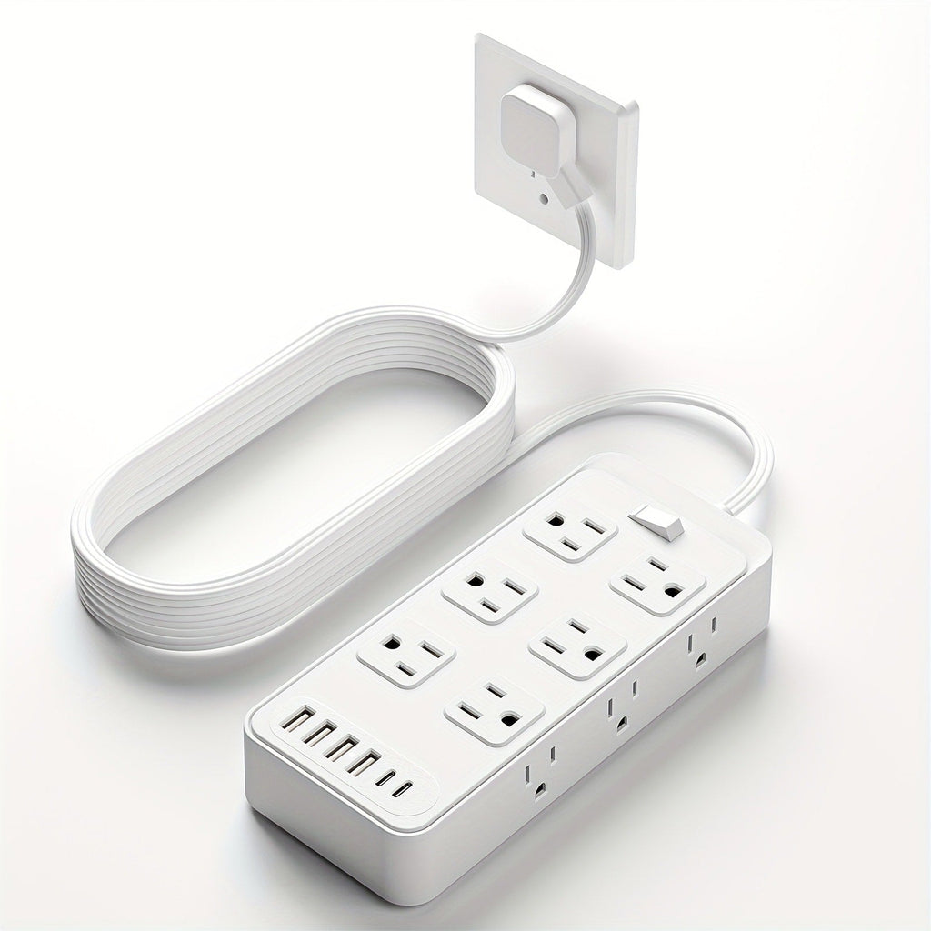 Charging Station Power Strip 18-in-1 with 12 AC Outlets 4 USB-A 2 USB-C Ports Surge Protector Flat Plug 5FT PVC Extension Cord Fire-Resistant for Home Office Travel Desk White Blac - product image 13