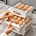 Egg Storage Container 32 Grid Double Layer with Drawer | Fridge Egg Holder Organizer | Sturdy PET+PP Stackable Egg Tray for Refrigerator, Keeps Eggs Fresh & Organized - product image 7