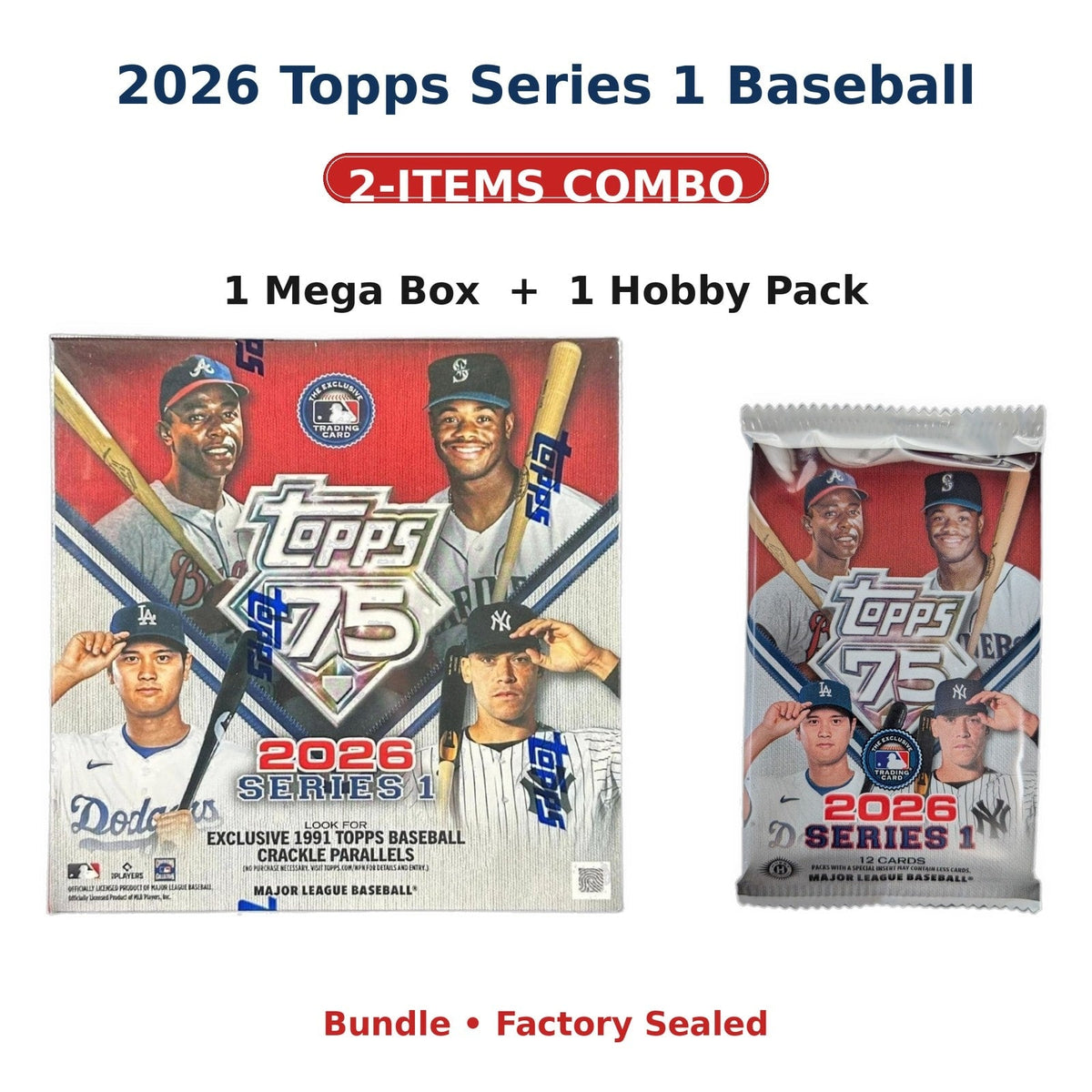 Factory Sealed 196 Cards Topps 75th Anniversary, Look for Autos Relics Parallels & Rookie Cards, Best Collector Gift for Baseball Fans Kids Adults – 2026 Topps Series 2 Baseball Mega Box