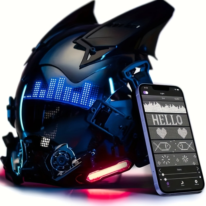 Remote Control Sci-Fi Face Mask for Halloween, Bar Club Rave Party, Stage Performance & Photo Prop, Cool Gift for Men Adults, Black – LED Wireless Cyberpunk - product image 7