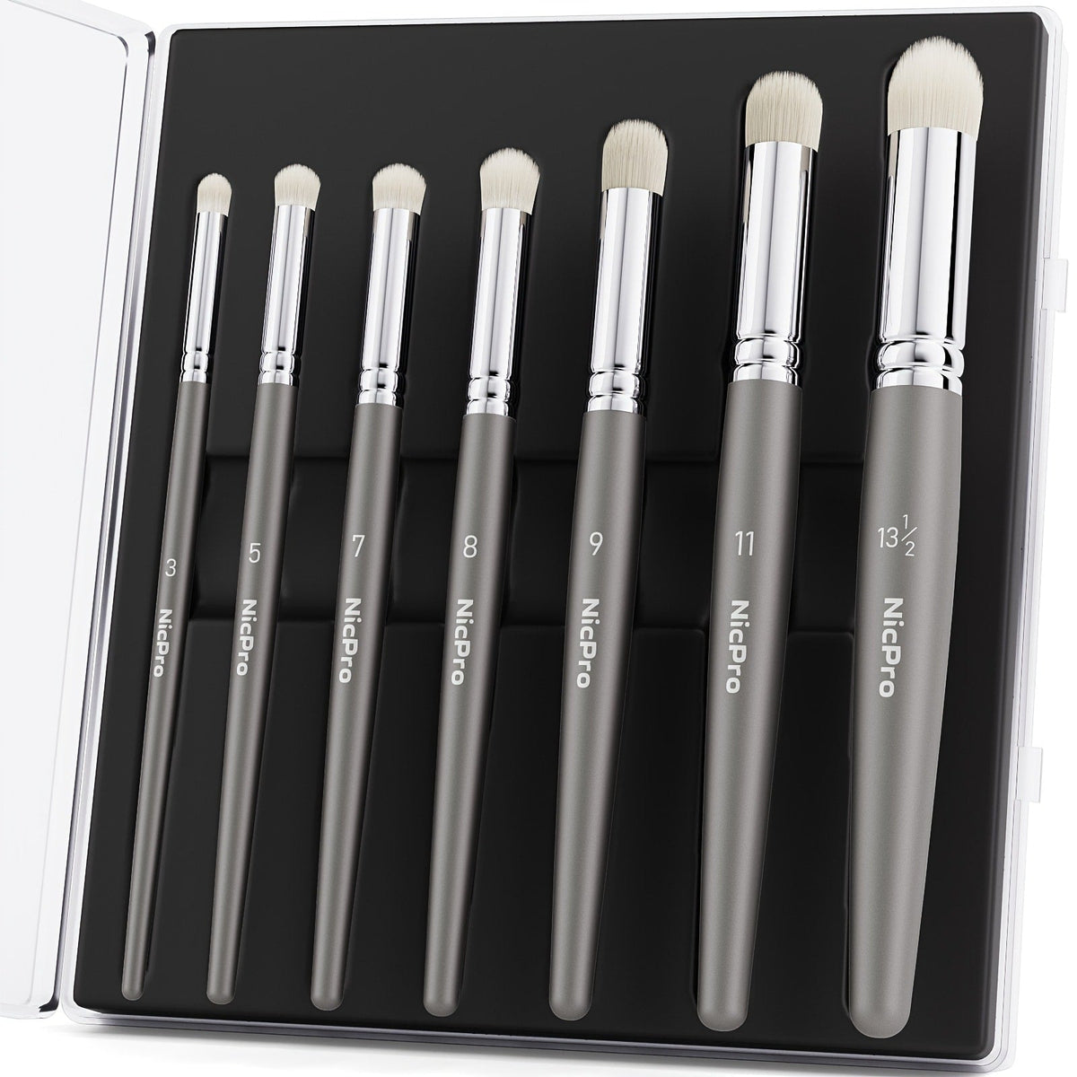 Dry Brush Set for Miniature Painting 7 Sizes – Professional Drybrush Kit with Storage Case – Hobby Detail Paint Brushes for Models Warhammer DnD Figures – Black & Gray – Gift for Hobbyists